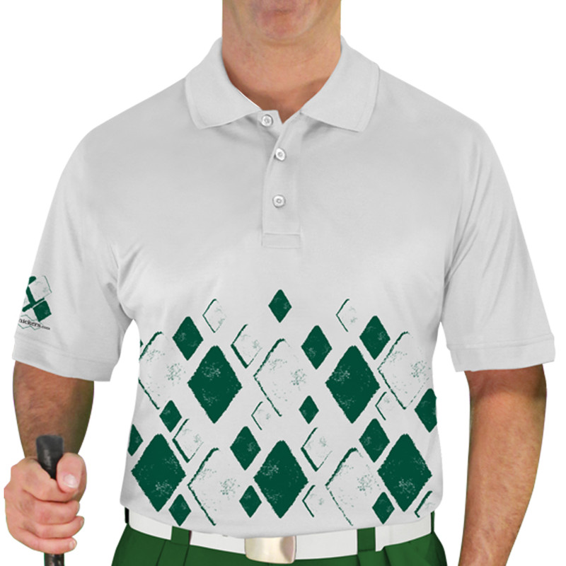 Mens Argyle Arcadia Golf Shirt - UU: Dark Green/White