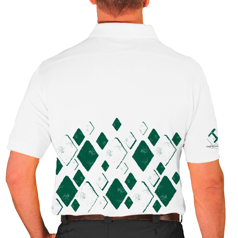 Mens Argyle Arcadia Golf Shirt - UU: Dark Green/White