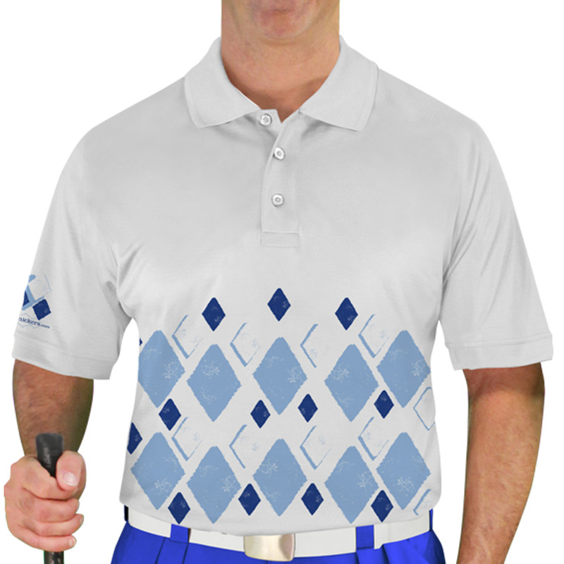 Mens Argyle Arcadia Golf Shirt - UUU: Light Blue/Royal/White