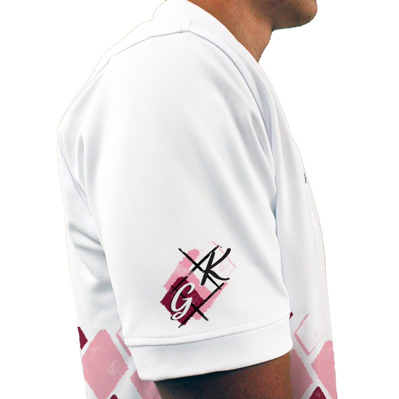 Mens Argyle Arcadia Golf Shirt - VVV: Pink/Maroon/White