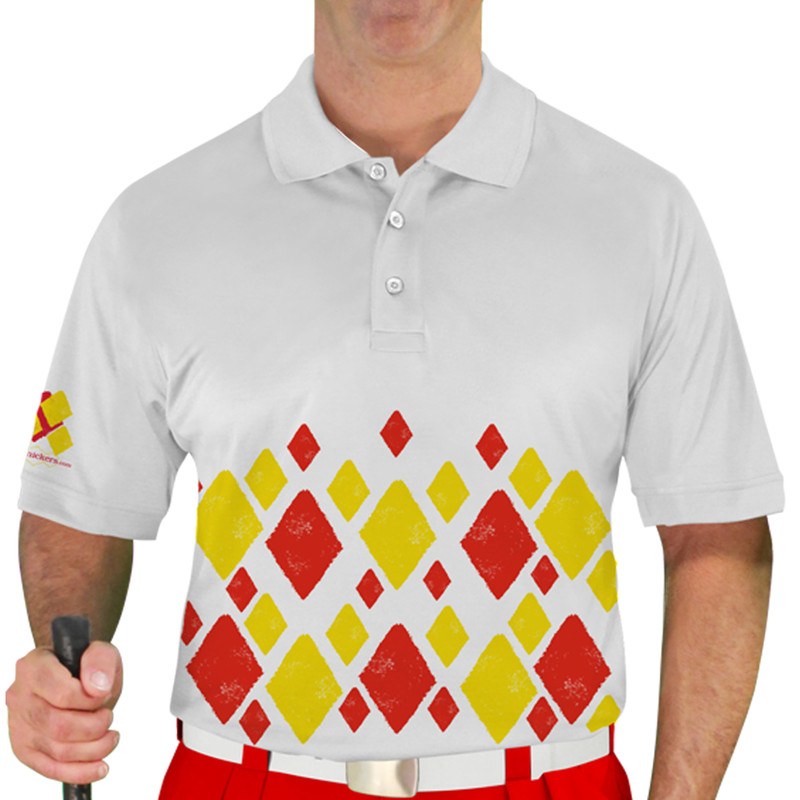 Mens Argyle Arcadia Golf Shirt - VV: Red/Yellow