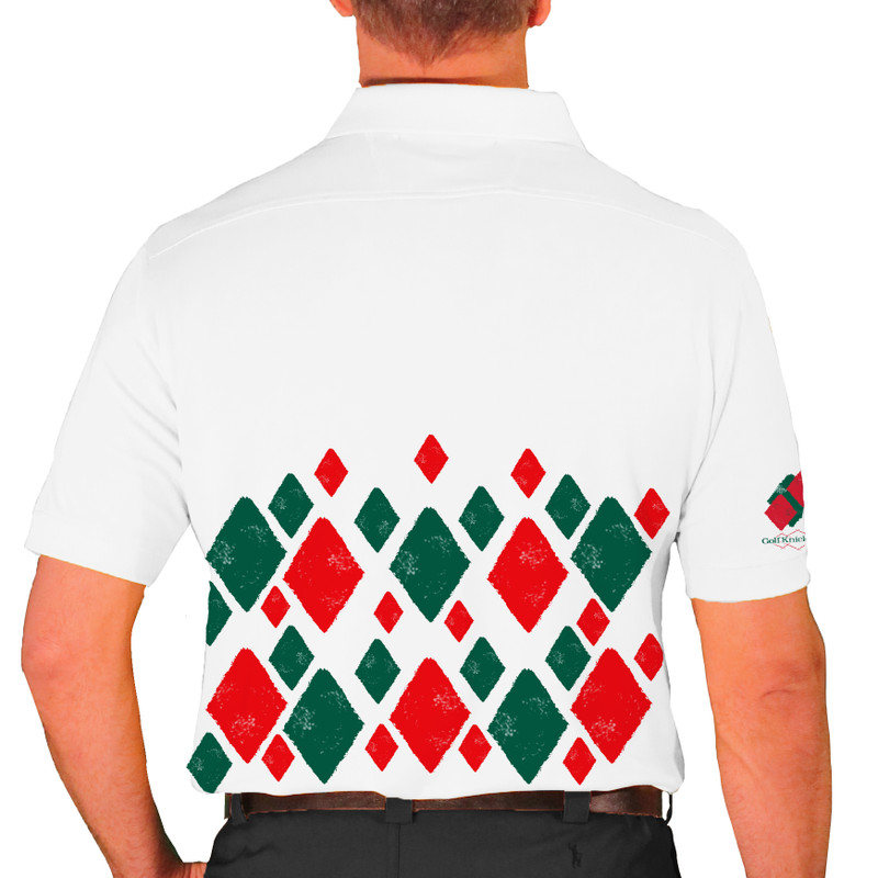 Mens Argyle Arcadia Golf Shirt - WW: Dark Green/Red