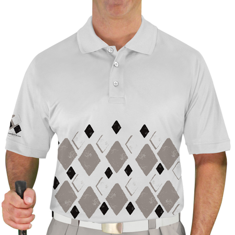 Mens Argyle Arcadia Golf Shirt - XXX: Taupe/Black/White