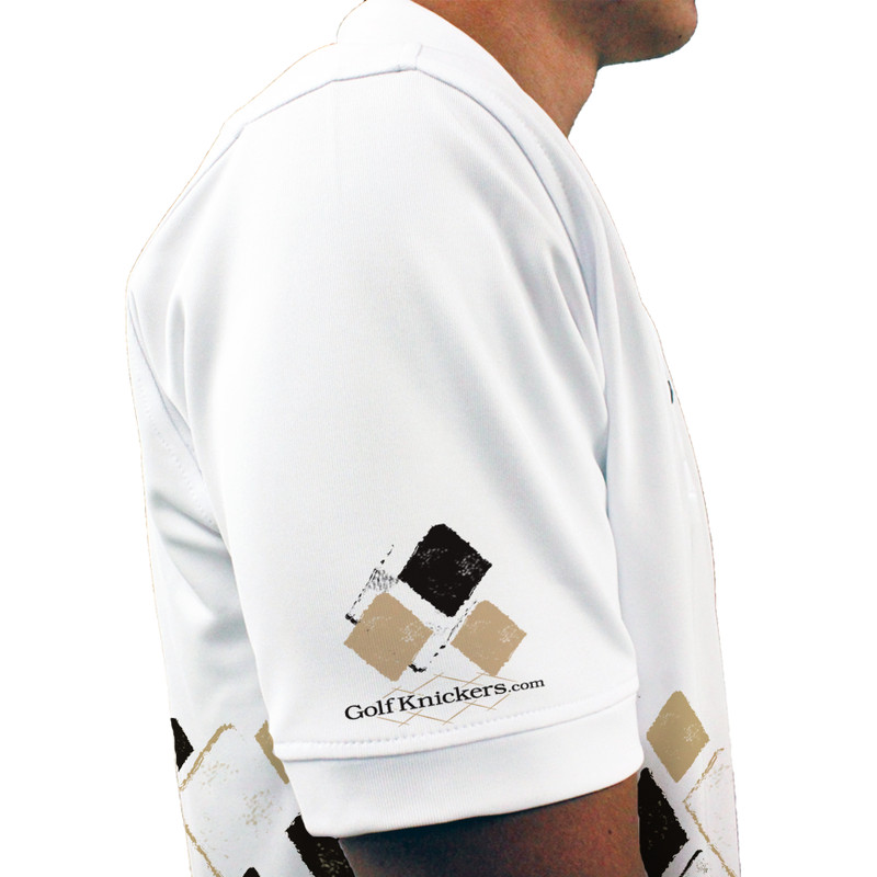 Mens Argyle Arcadia Golf Shirt - YYY: White/Black/Khaki