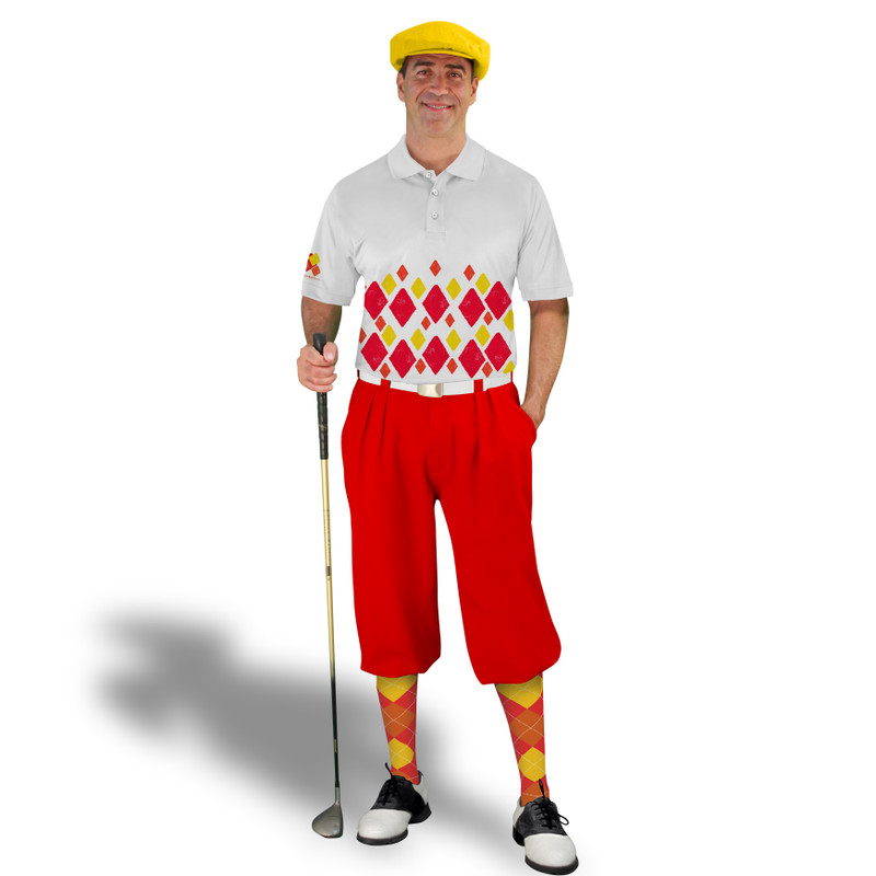 Golf Knickers Argyle Arcadia Outfit 5A - Red/Orange/Yellow