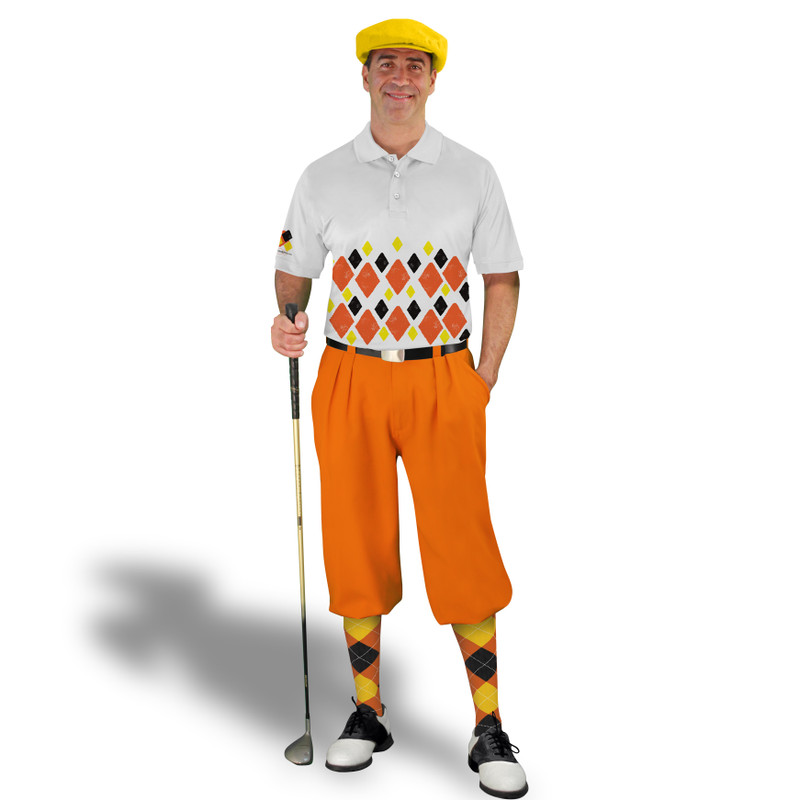 Golf Knickers Argyle Arcadia Outfit 5I - Orange/Yellow/Black