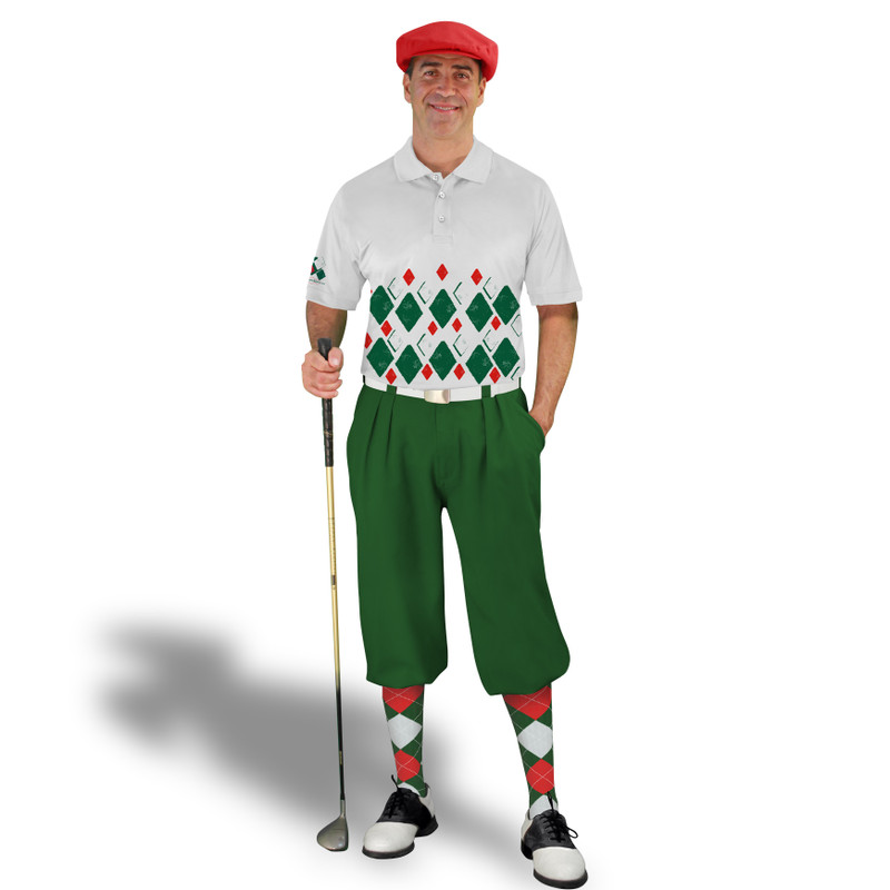 Golf Knickers Argyle Arcadia Outfit 5L - Dark Green/Red/White