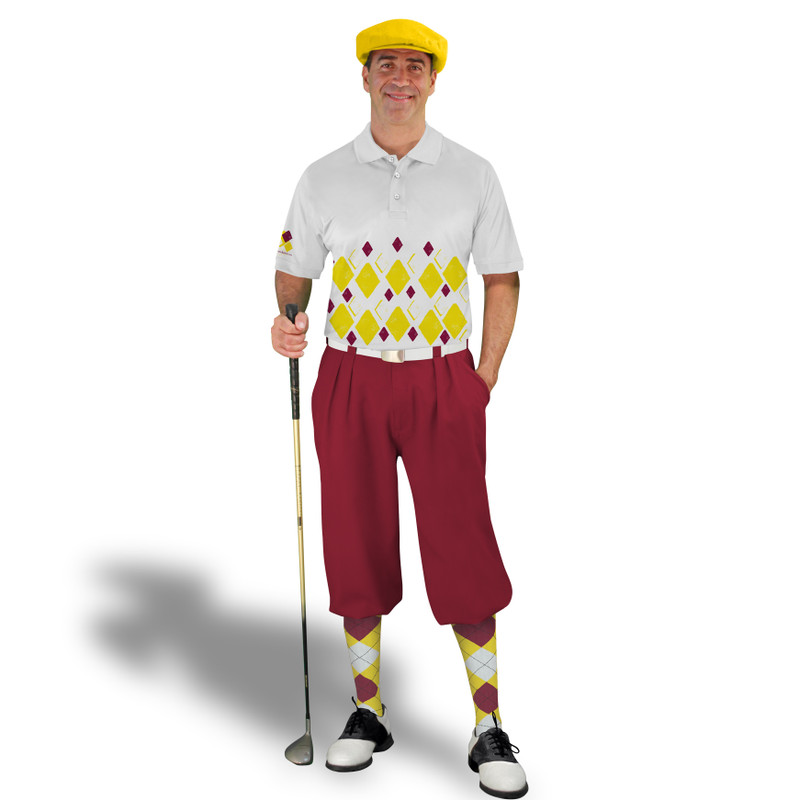 Golf Knickers Argyle Arcadia Outfit 5R - Yellow/Maroon/White