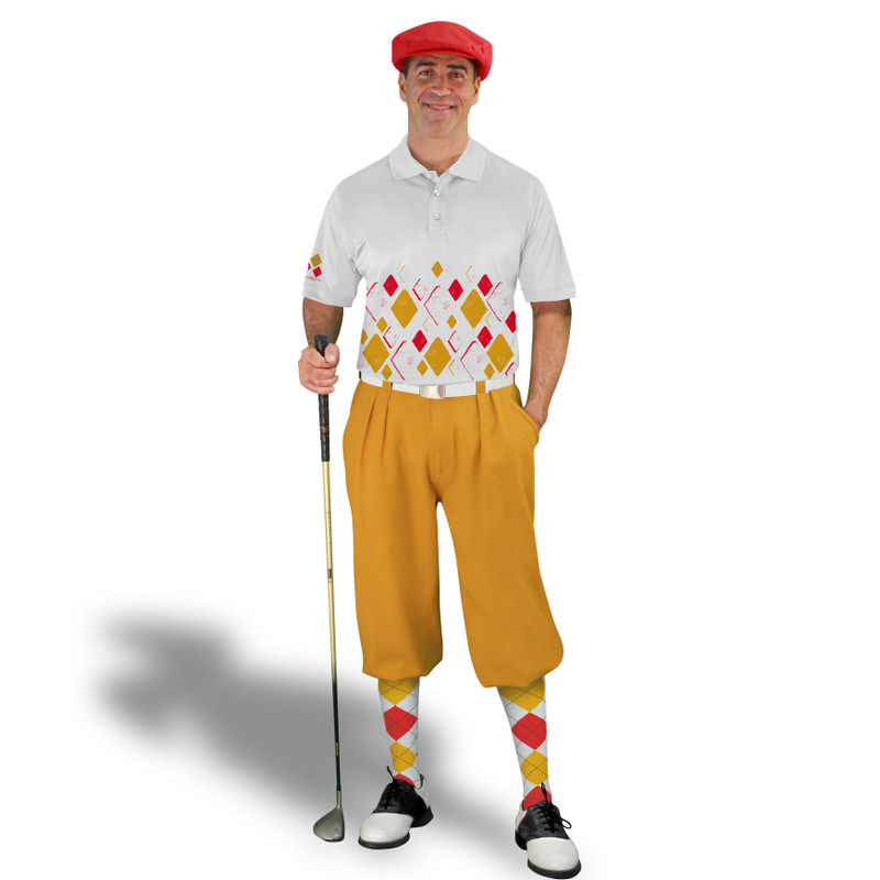 Golf Knickers Argyle Arcadia Outfit 5W - White/Gold/Red