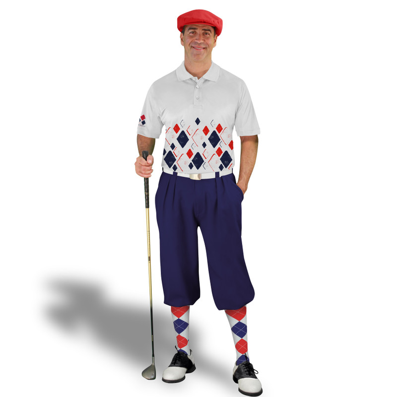 Golf Knickers Argyle Arcadia Outfit E - White/Navy/Red
