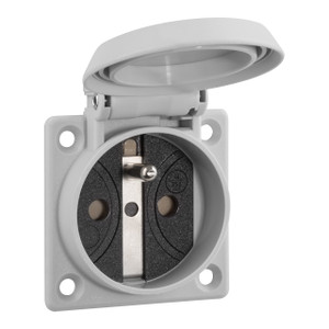 French/Belgium Socket Outlet, Grey, Self-Closing Lid