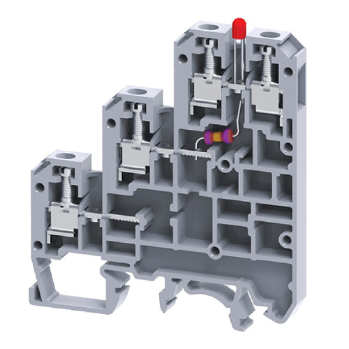 Triple Level Terminal with LED, 2.5 mm² - 4 Connections