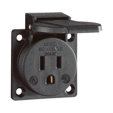 American/Canadian Socket Outlet, Black, Hinged Lid - Techna