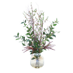 Berries in Smoke Amber Glass Vase