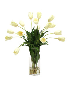 Waterlook  Cream White Tulips in Cylinder Vase