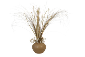 Beige Natural Fountain Grass with other Drieds in Tan Stoneware Jar
