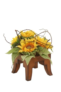 Yellow Sunflowers on Wooden Stand