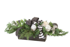 Mixed Christmas Greens with Black and Silver Accents