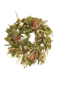 Basil Leaf Wreath With Cotton
