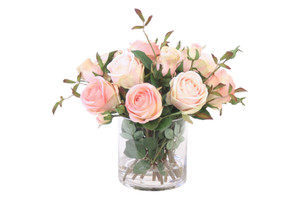 Waterlook® Cream Pink Roses in Cylinder