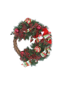 Wreath with Red Berries and Ornaments