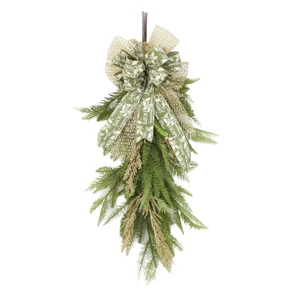 Pine Fir Swag with Gold Berry and Green and Gold Ribbon