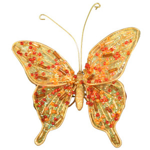 3" Beaded Butterfly with Wire in Gold  (Sold in Multiples of 12)