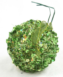 80mm Sequin Ball Ornament Green  (Sold in Multiples of 12)