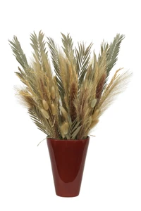 Tan Natural Grasses in Oxblood Vase