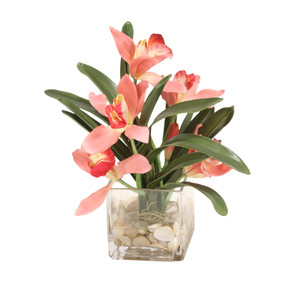 Orchids with Foliage in Glass