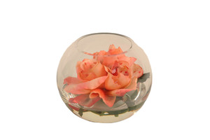 Single Rose in Clear Rose Bowl  (Set of 2)
