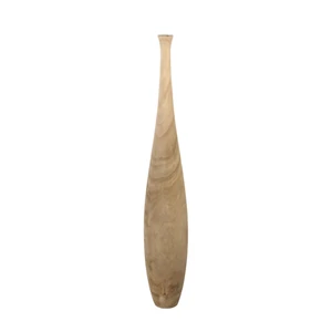 43" Slender Wood Vase In Raw Wood Finish