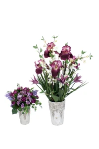 Purple Iris in Stone Aged Pot
