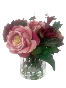 Burgundy Angel Trumpets Mixed with Peonies and Roses