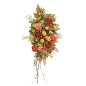 Harvest Swag of Sunflowers, Fruit, Foliage