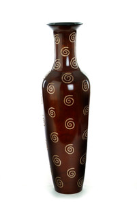 39"T MD CLASSIC VASE DARK WOOD W/CIRCLES