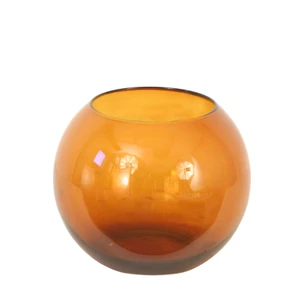 Round Amber Glass Bowl