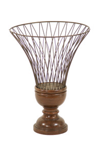 Wire Urn with Wood Base Beidermeier Finish