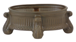 Oval Footed Traditional Feather Planter White Washed Terra Cottta