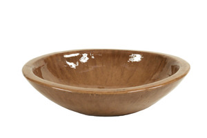 Large Round Stone Bowl in Mocha (Leather Finish)