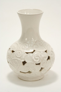 Earthenware Pierced Ivory Cloud Vase