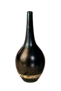 Ceramic Vase in Dark Metallic Brown with Eggshell