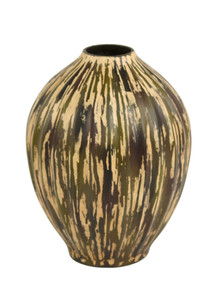 Hand Painted Underglazed Porcelain Vase in An Aged Leatherlook