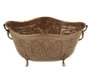 Large Oval Planter with Pineapple Motif in Antique Brass