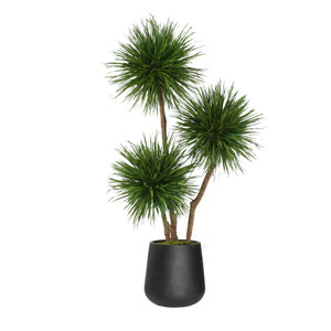 8' Natural Blade Pom Pom In Black Fiberstone Planter