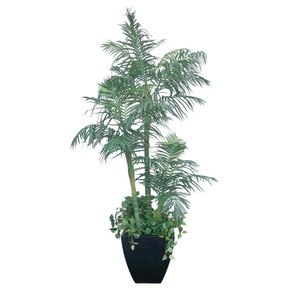 8' Phoenix Palm Tree in Square Bronze Metal Planter