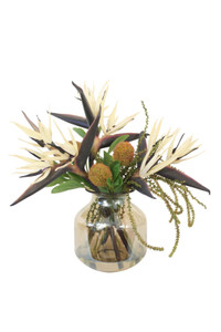 Bird of Paradise in Smoke Amber Vase