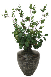 Mixed Greenery and Berries in Aged Black Vase