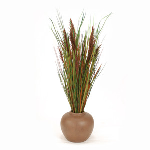 Plums and Grasses in Round Vase