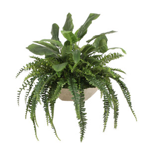 Mixed Greenery with Fern and Bird of Paradise in Bowl